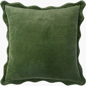 Surya Effervescent 20x20 Green Velvet Throw Pillow cover | Scalloped Edge Luxury